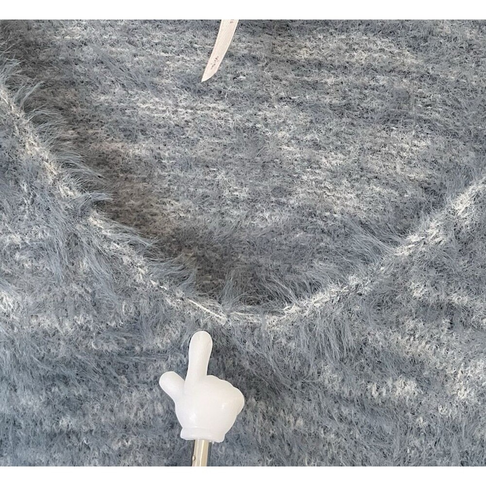 Free People Womens S Serendipity Sweater Grey Blue Boho Eyelash Soft Cozy - Picture 7 of 12